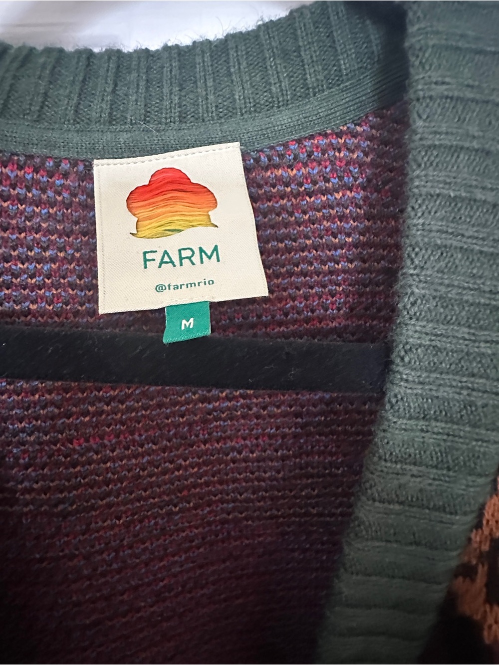 FARM Rio Green-Trim Multicolored Knit Sweater - Picture 2 of 4